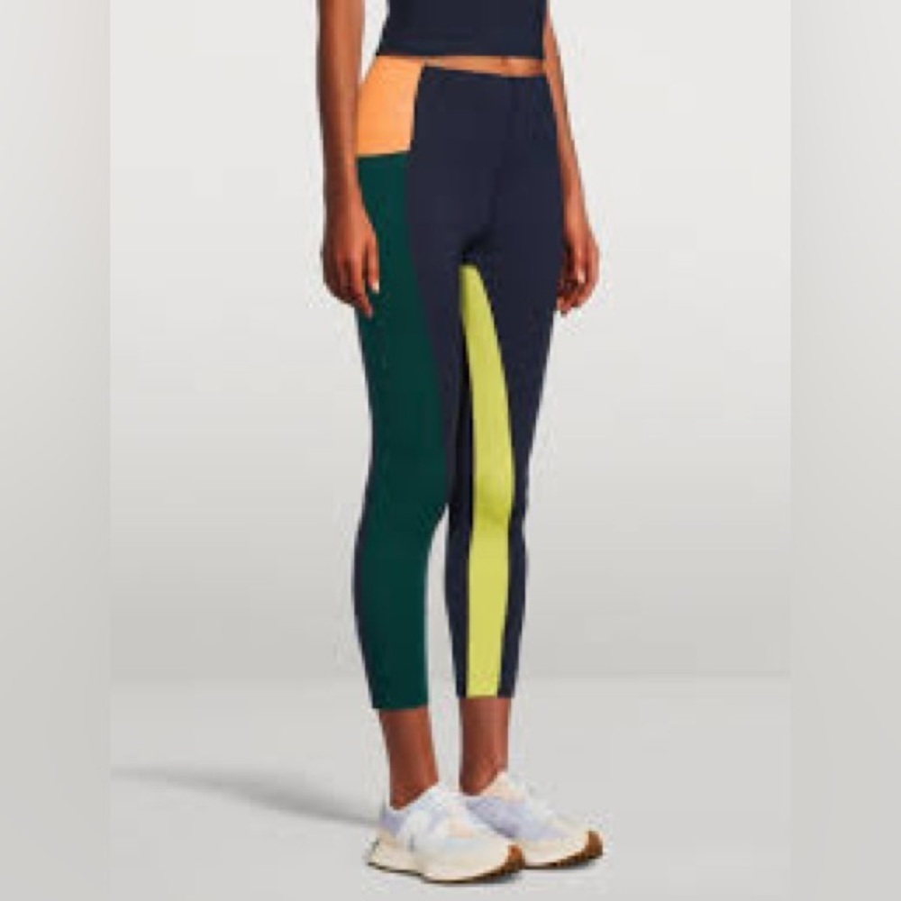 Sweaty Betty Navy and Green Colorblock Leggings|Power Block| Gym| Athletic
